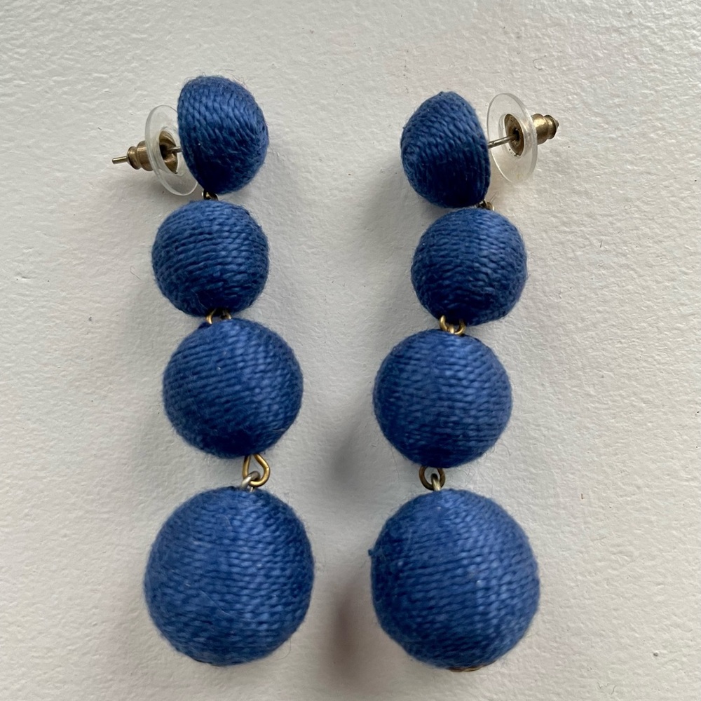 Handmade bon bon earrings - dark blue